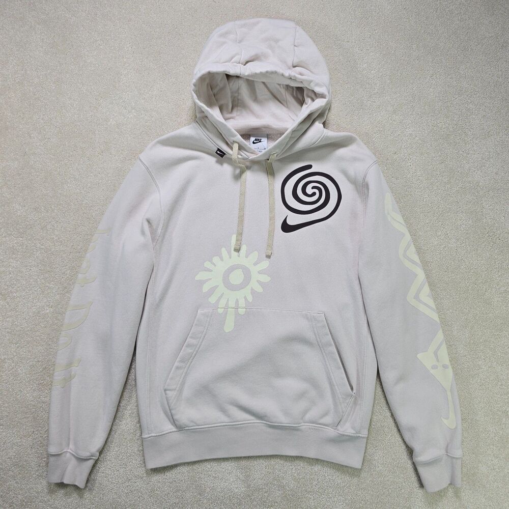 Nike Hoodie Men's Small Beige Sportswear Club Fleece JDI Bird Graphic Sweatshirt